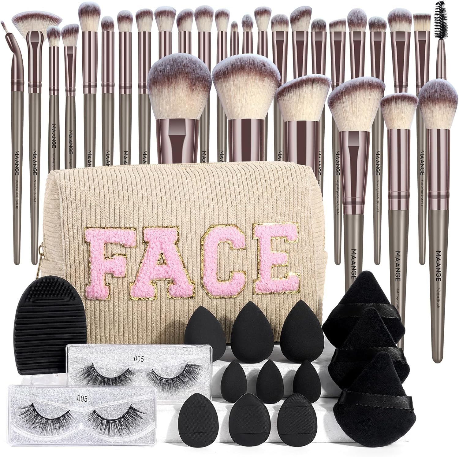 Lot De 46 Pinceaux De Maquillage Synthétiques De Qualité Supérieure - Multifonctions (Champagne, Lot De 46 Pièces)