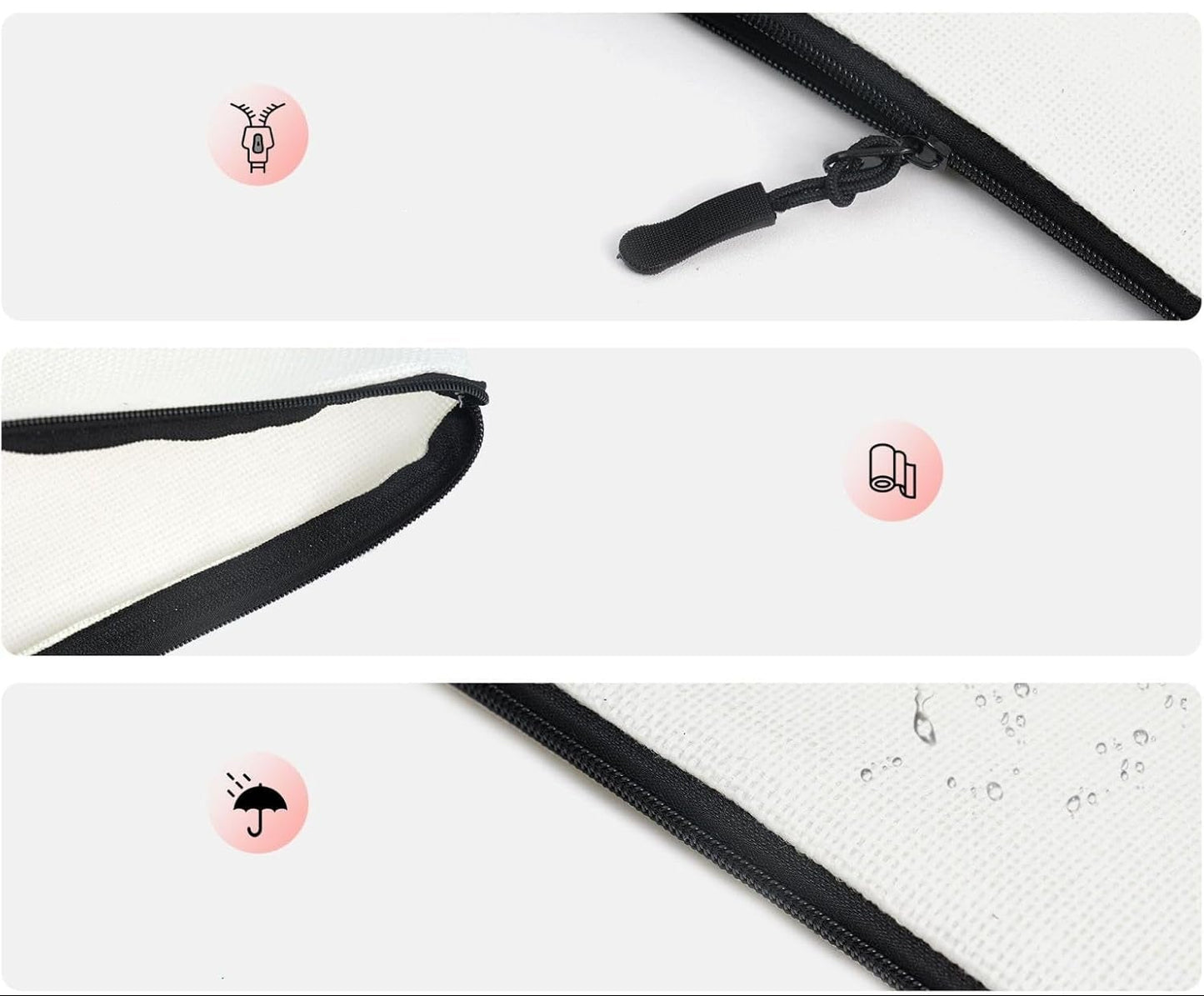 Trousse De Maquillage En Chanvre À Pois - Trousse De Maquillage Réutilisable - Trousse De Maquillage Réutilisable - Trousse À Fermeture Éclair - Outil De Maquillage, Noir , Taille Unique,