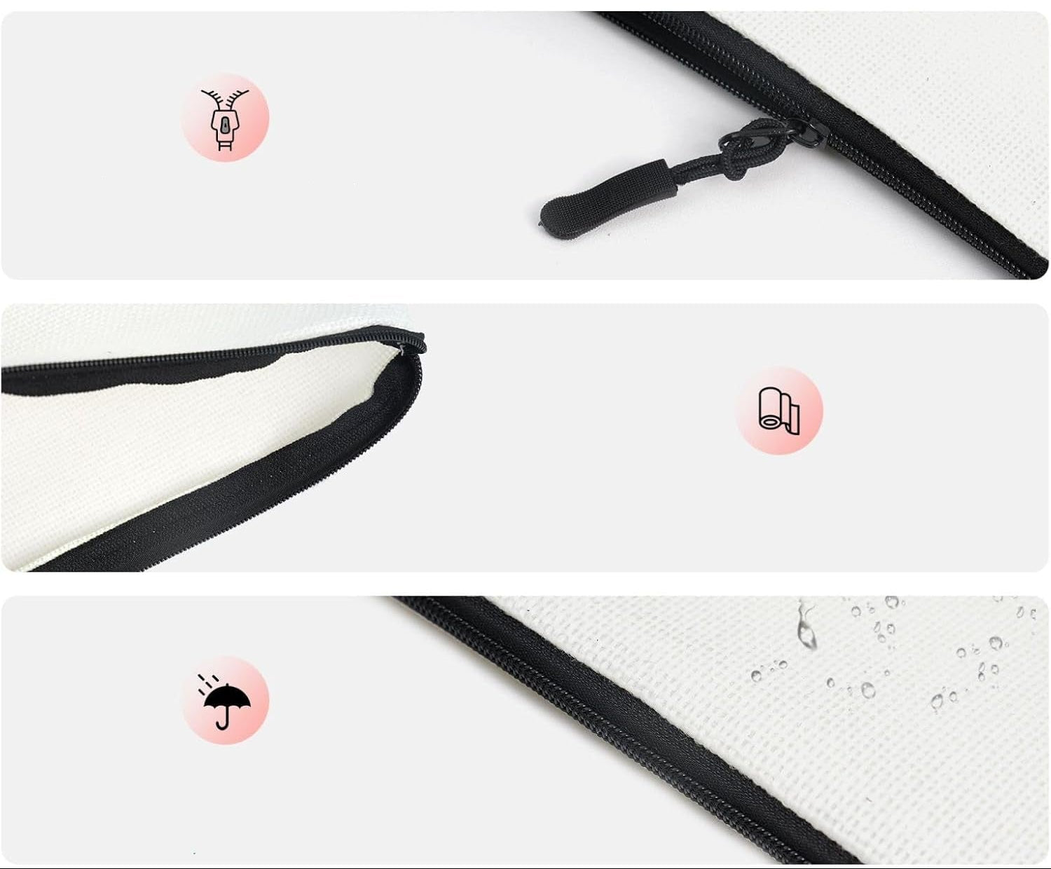 Trousse De Maquillage En Chanvre À Pois - Trousse De Maquillage Réutilisable - Trousse De Maquillage Réutilisable - Trousse À Fermeture Éclair - Outil De Maquillage, Noir , Taille Unique,