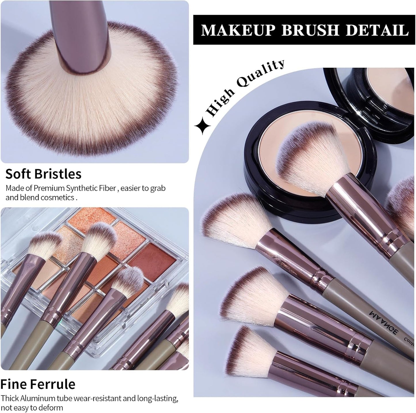 Lot De 46 Pinceaux De Maquillage Synthétiques De Qualité Supérieure - Multifonctions (Champagne, Lot De 46 Pièces)