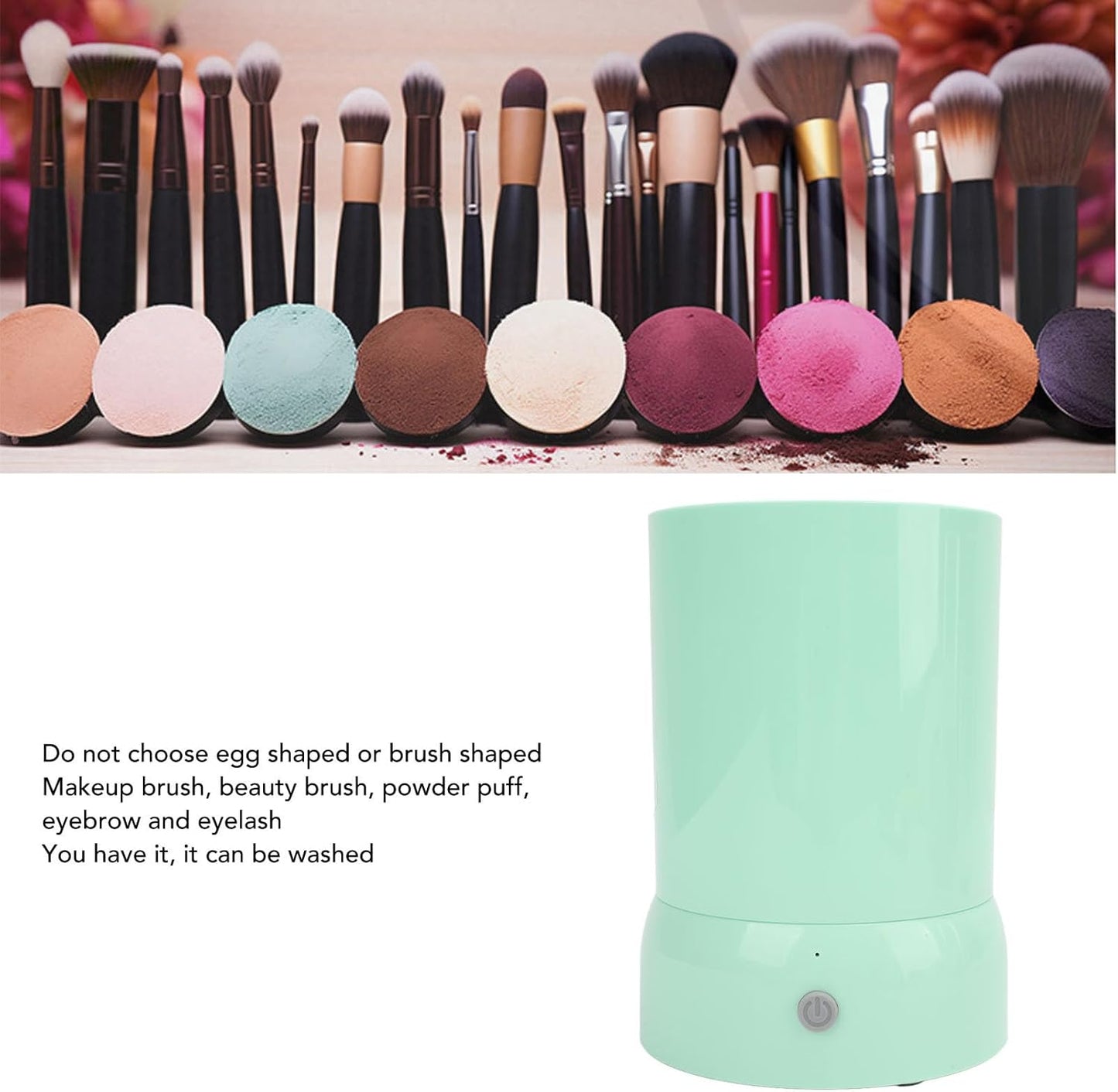 Outil De Nettoyage De Pinceaux De Maquillage Électrique, Machine De Nettoyage De Pinceaux Cosmétiques USB Automatique Portable, Ensemble De Pinceaux De Maquillage De Beauté Vert,