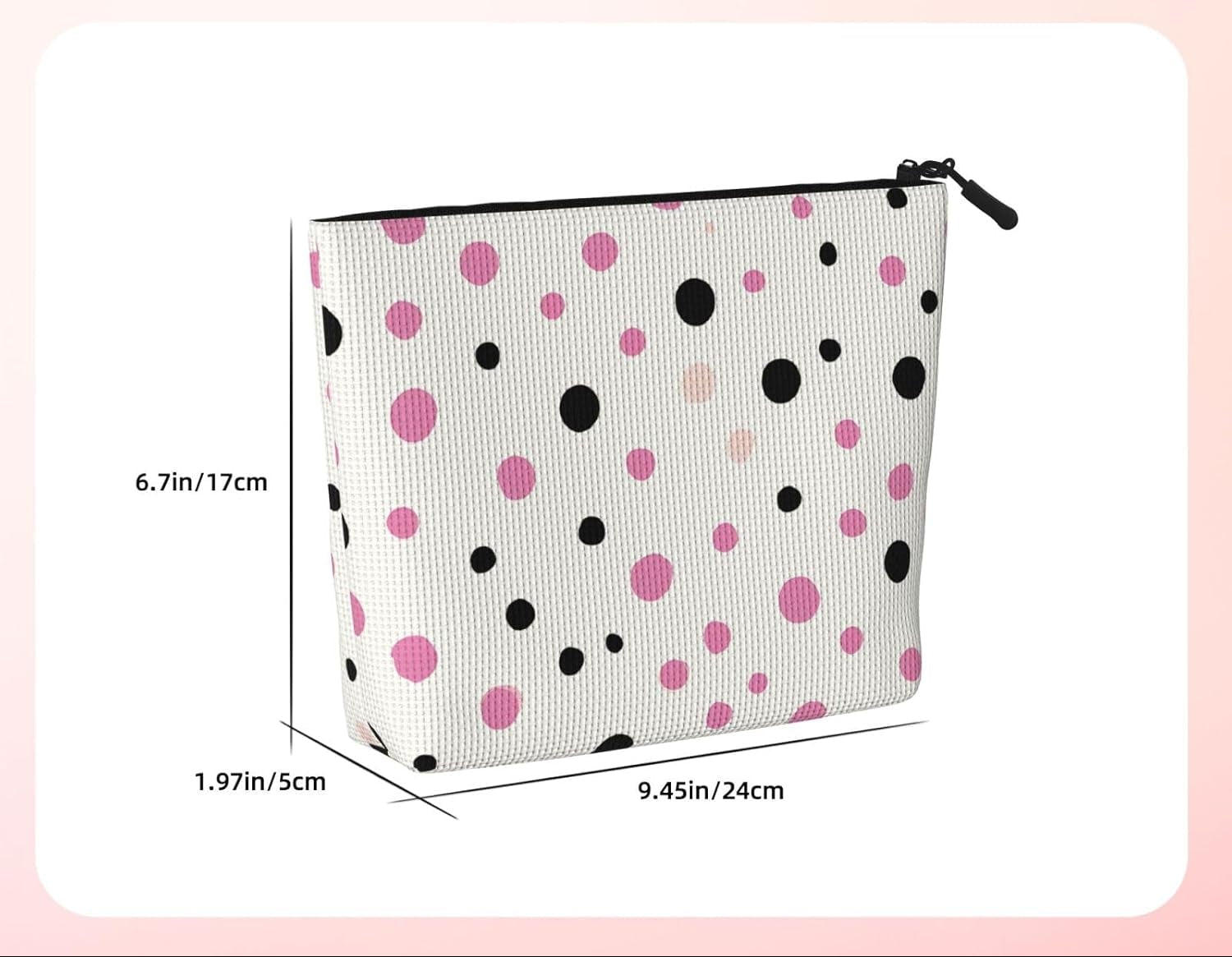 Trousse De Maquillage En Chanvre À Pois - Trousse De Maquillage Réutilisable - Trousse De Maquillage Réutilisable - Trousse À Fermeture Éclair - Outil De Maquillage, Noir , Taille Unique,