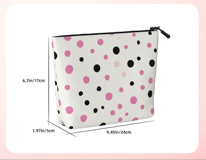 Trousse De Maquillage En Chanvre À Pois - Trousse De Maquillage Réutilisable - Trousse De Maquillage Réutilisable - Trousse À Fermeture Éclair - Outil De Maquillage, Noir , Taille Unique,