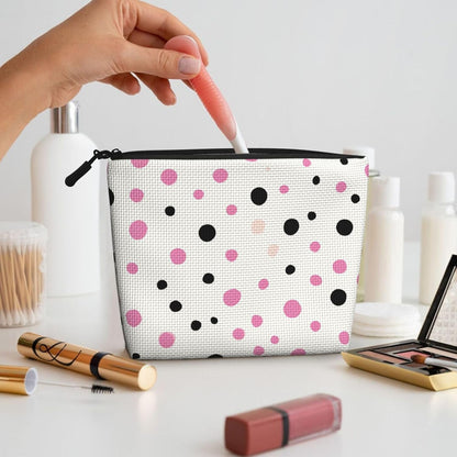Trousse De Maquillage En Chanvre À Pois - Trousse De Maquillage Réutilisable - Trousse De Maquillage Réutilisable - Trousse À Fermeture Éclair - Outil De Maquillage, Noir , Taille Unique,