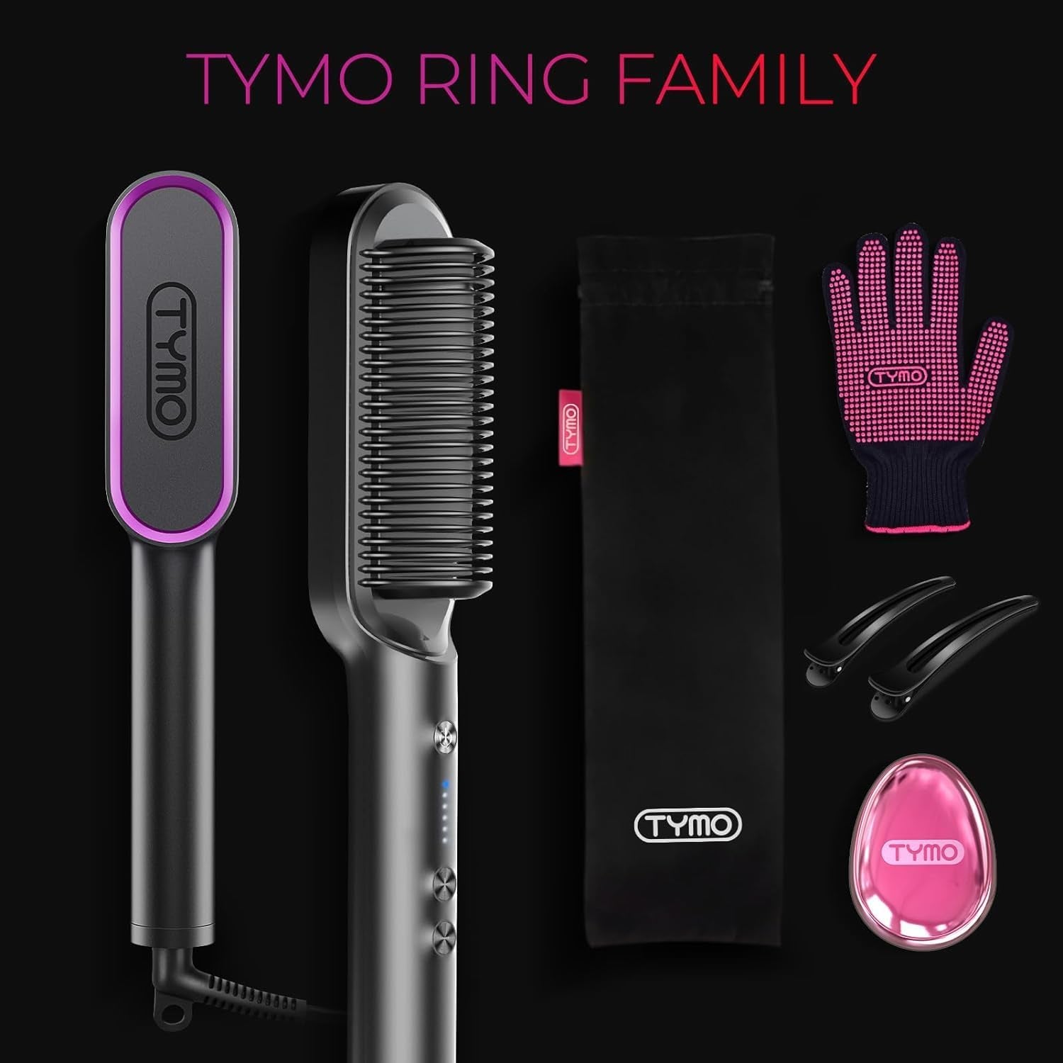 Brosse Lissante Pour Cheveux, Fer À Lisser Peigne Chauffant Avec 25S PTC Chauffage, 5 Réglages De Température, Lisseur Cheveux Céramique, Anti-Brûlure, Brosse Chauffante  RING