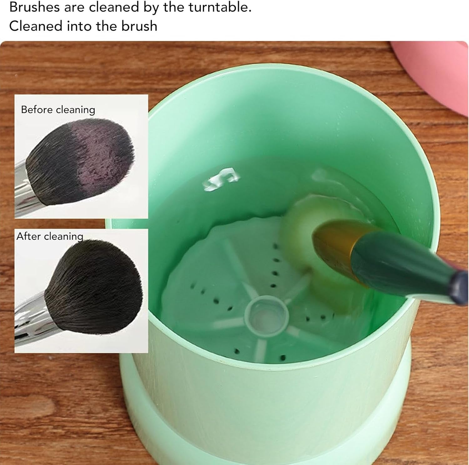 Outil De Nettoyage De Pinceaux De Maquillage Électrique, Machine De Nettoyage De Pinceaux Cosmétiques USB Automatique Portable, Ensemble De Pinceaux De Maquillage De Beauté Vert,