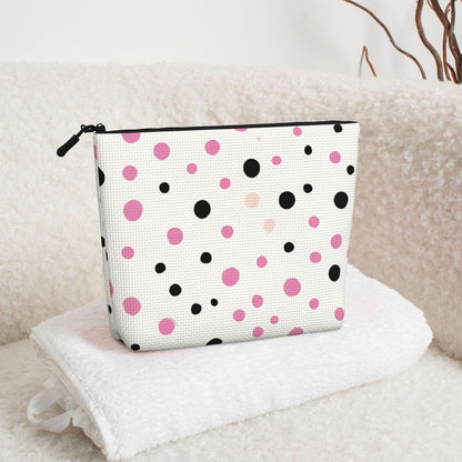 Trousse De Maquillage En Chanvre À Pois - Trousse De Maquillage Réutilisable - Trousse De Maquillage Réutilisable - Trousse À Fermeture Éclair - Outil De Maquillage, Noir , Taille Unique,