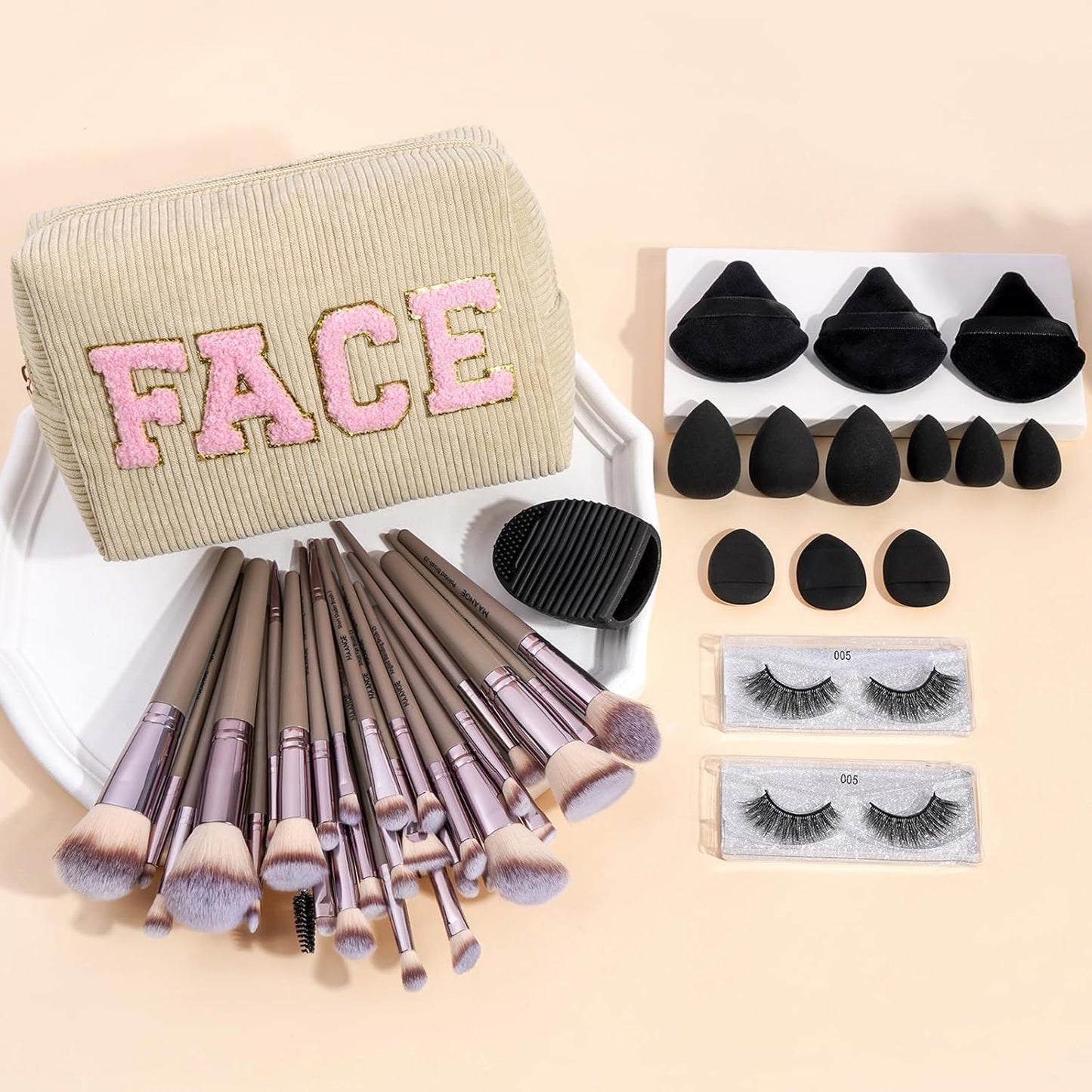 Lot De 46 Pinceaux De Maquillage Synthétiques De Qualité Supérieure - Multifonctions (Champagne, Lot De 46 Pièces)