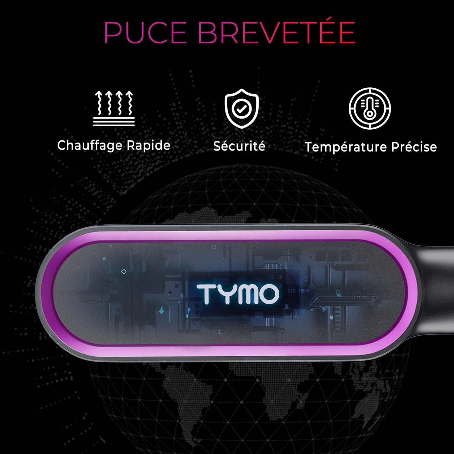 Brosse Lissante Pour Cheveux, Fer À Lisser Peigne Chauffant Avec 25S PTC Chauffage, 5 Réglages De Température, Lisseur Cheveux Céramique, Anti-Brûlure, Brosse Chauffante  RING