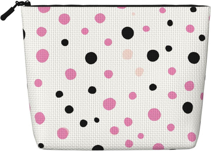 Trousse De Maquillage En Chanvre À Pois - Trousse De Maquillage Réutilisable - Trousse De Maquillage Réutilisable - Trousse À Fermeture Éclair - Outil De Maquillage, Noir , Taille Unique,