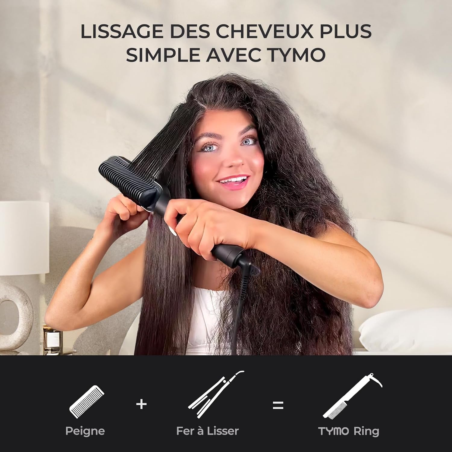 Brosse Lissante Pour Cheveux, Fer À Lisser Peigne Chauffant Avec 25S PTC Chauffage, 5 Réglages De Température, Lisseur Cheveux Céramique, Anti-Brûlure, Brosse Chauffante  RING