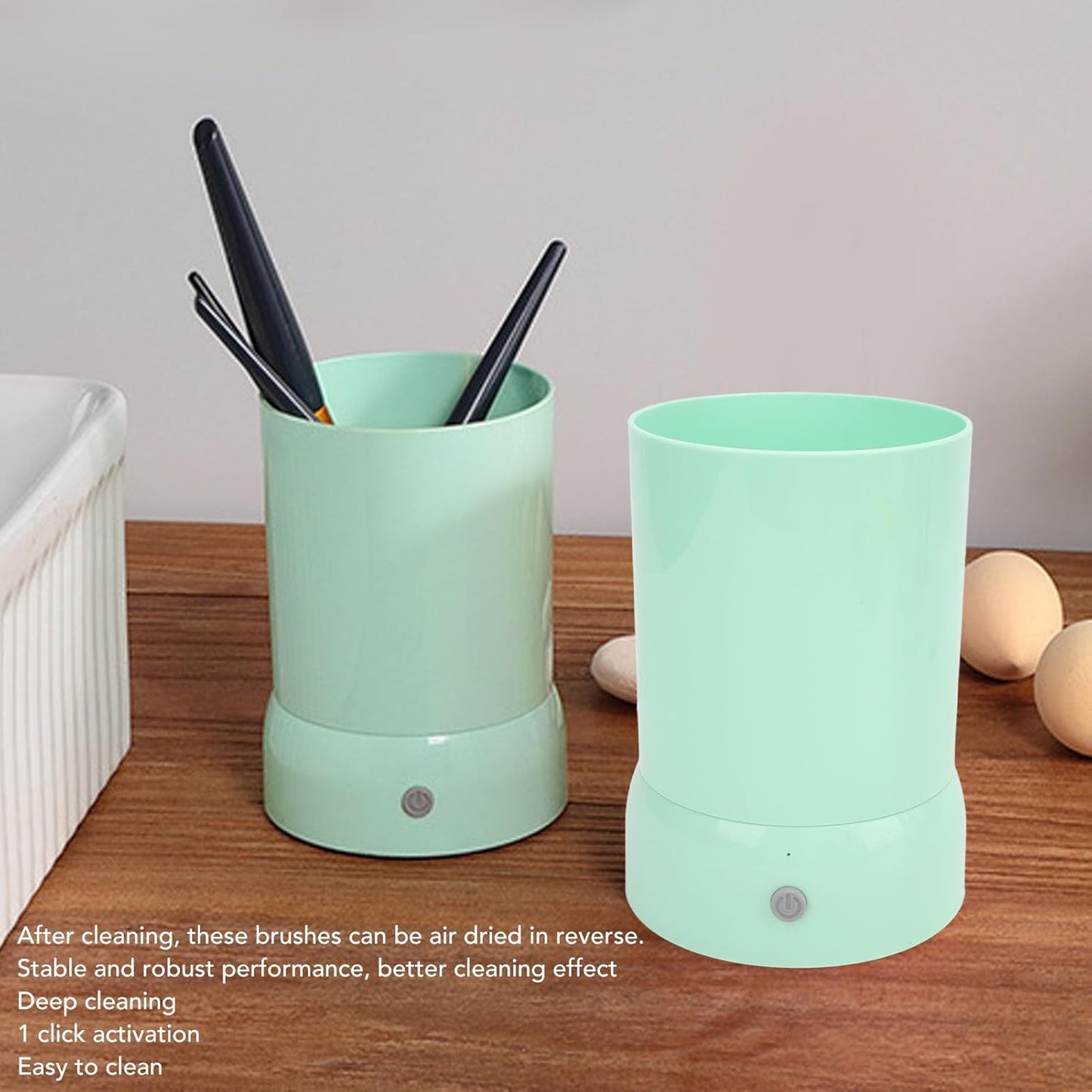 Outil De Nettoyage De Pinceaux De Maquillage Électrique, Machine De Nettoyage De Pinceaux Cosmétiques USB Automatique Portable, Ensemble De Pinceaux De Maquillage De Beauté Vert,